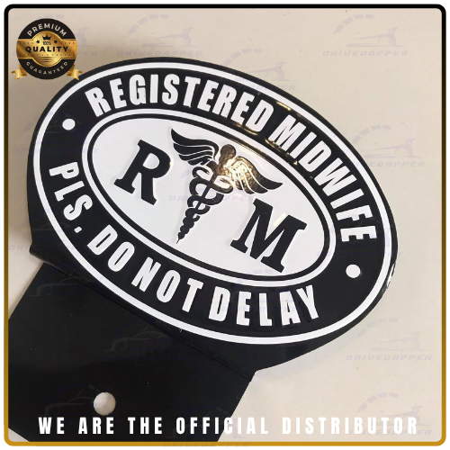 Registered Midwife Car Profession Emblem Accessories Black White