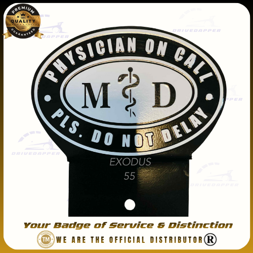 Physician On Call Asclepius Car Profession Emblem Black White