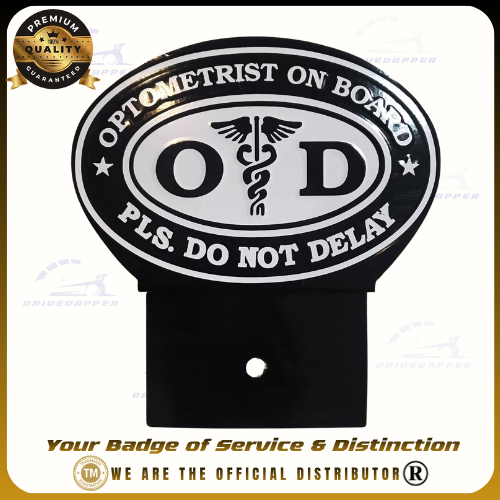 Optometrist On Call Car Profession Emblem Accessories Black White