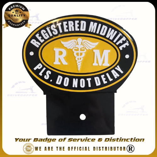 Registered Midwife Car Profession Emblem Accessories Black Yellow