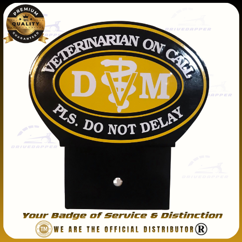 Veterinarian Doctor On Call Car Profession Emblem Accessories Black Yellow