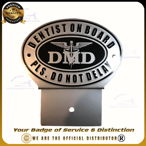 Dentist On Board Car Profession Emblem Silver Black