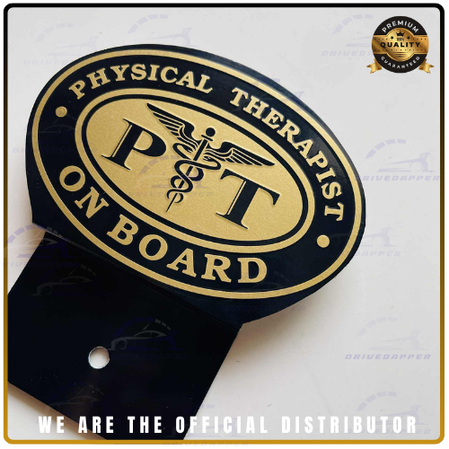 Physical Therapist On Board Car Profession Emblem Accessories Black Gold