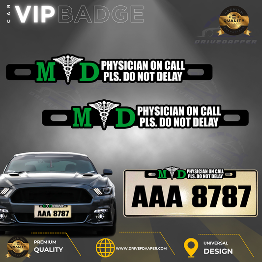 Physician On Call Car VIP Badge Emblem Green