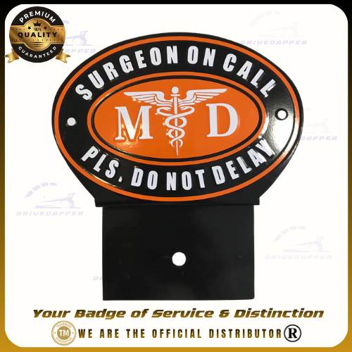 Surgeon On Call MD Car Profession Emblem Accessories Orange