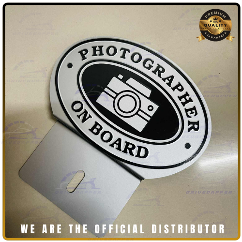 PHOTOGRAPHER ON BOARD Car Profession Emblem Silver Black
