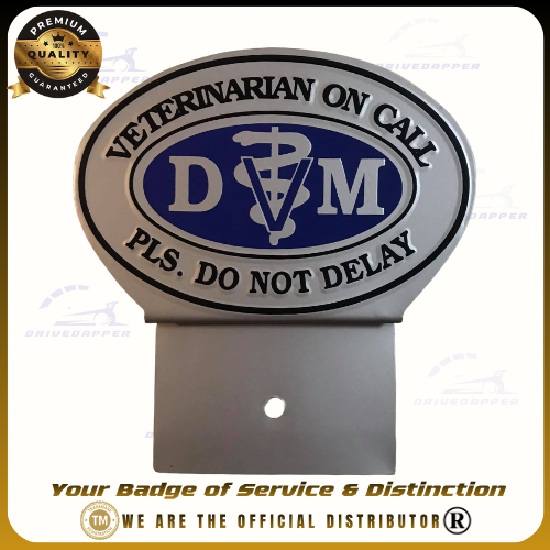 Veterinarian Doctor On Call Car Profession Emblem Accessories SIlver Blue