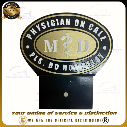 Physician On Call Asclepius Car Profession Emblem White Gold