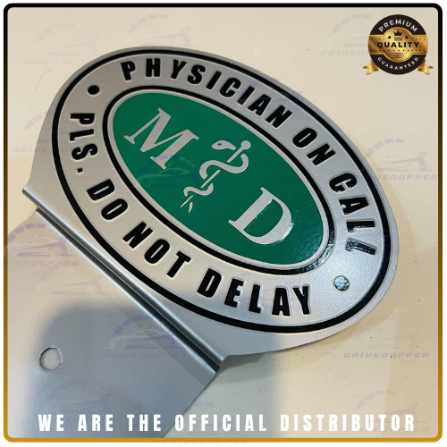 Physician On Call Asclepius Car Profession Emblem Silver Green