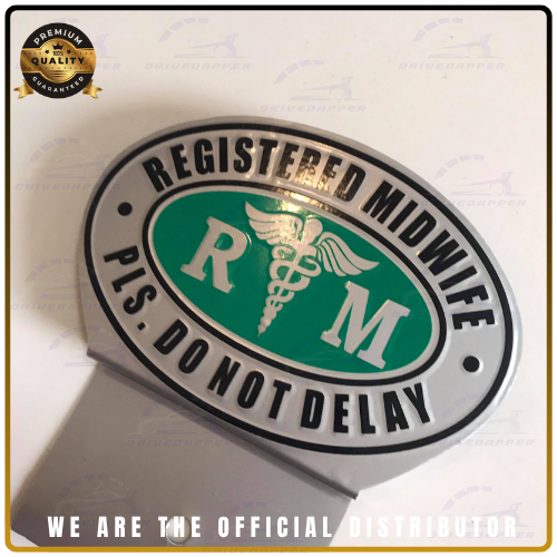 Registered Midwife Car Profession Emblem Accessories SIlver Green