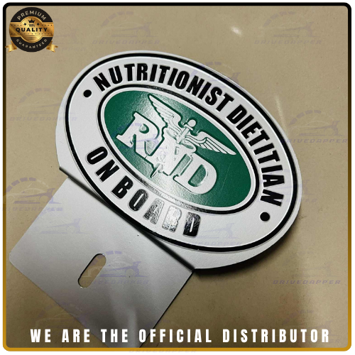 NUTRITIONIST DIETITIAN ON BOARD Car Profession Emblem Silver Green