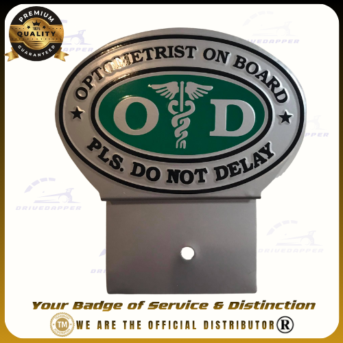 Optometrist On Call Car Profession Emblem Accessories Silver Green