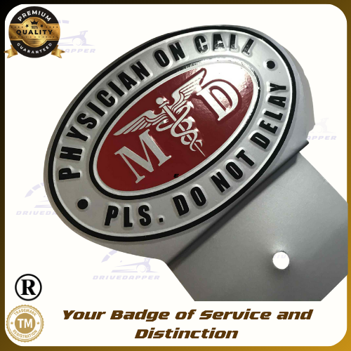 Physician On Call Car Profession Emblem Accessories Silver Red
