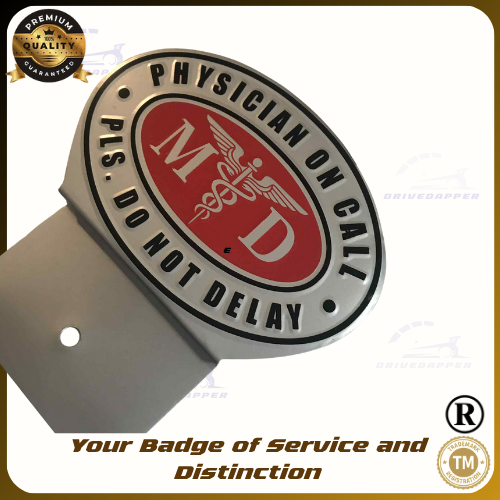 Physician On Call Car Profession Emblem Accessories Silver Red