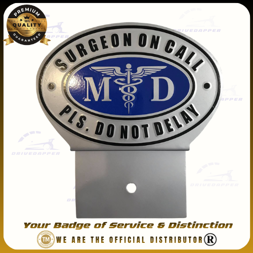 Surgeon On Call MD Car Profession Emblem Accessories Silver Blue
