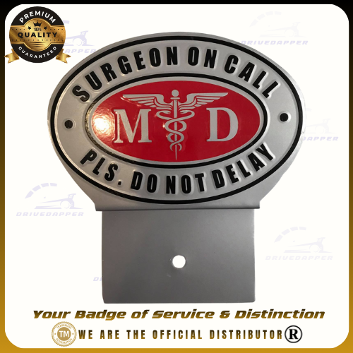 Surgeon On Call MD Car Profession Emblem Accessories Silver Red