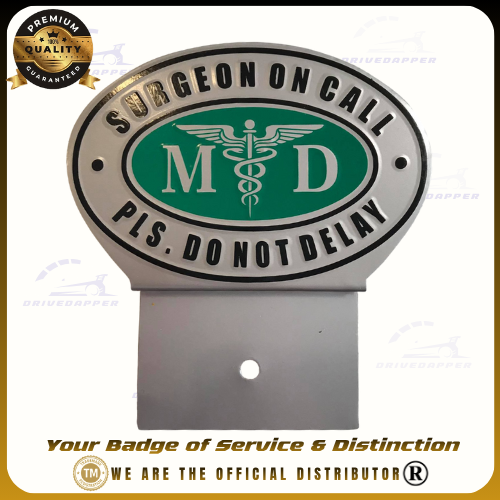 Surgeon On Call MD Car Profession Emblem Accessories Silver Green