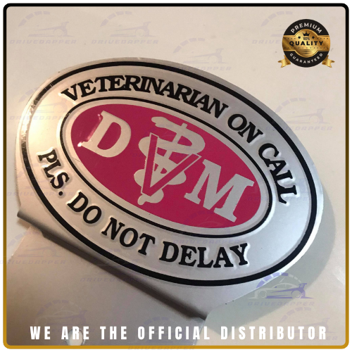 Veterinarian Doctor On Call Car Profession Emblem Accessories Silver Pink