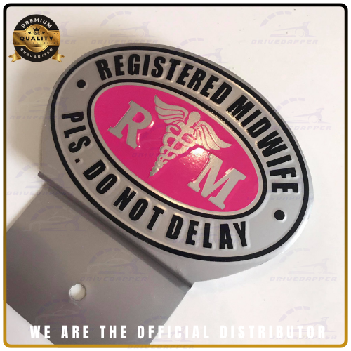 Registered Midwife Car Profession Emblem Accessories Silver Pink