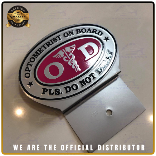 Optometrist On Call Car Profession Emblem Accessories Silver Pink