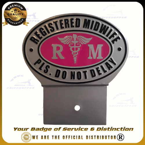 Registered Midwife Car Profession Emblem Accessories Silver Pink
