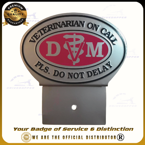 Veterinarian Doctor On Call Car Profession Emblem Accessories Silver Pink