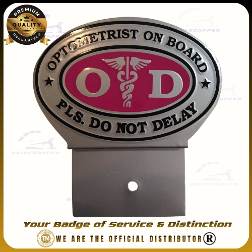 Optometrist On Call Car Profession Emblem Accessories Silver Pink