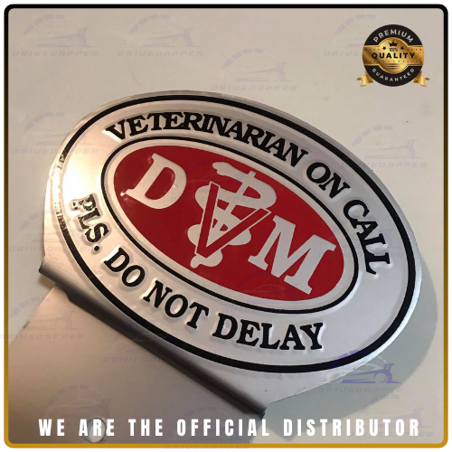 Veterinarian Doctor On Call Car Profession Emblem Accessories Silver Red