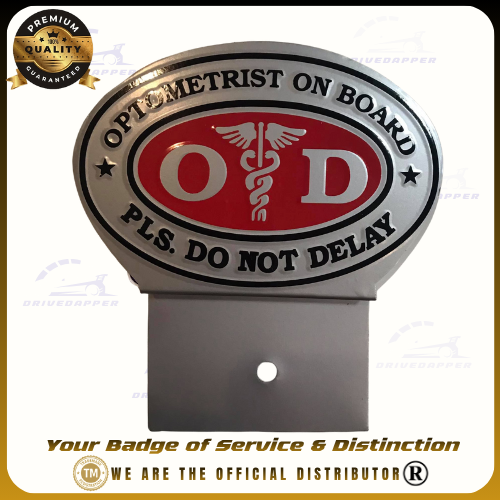 Optometrist On Call Car Profession Emblem Accessories Silver Red