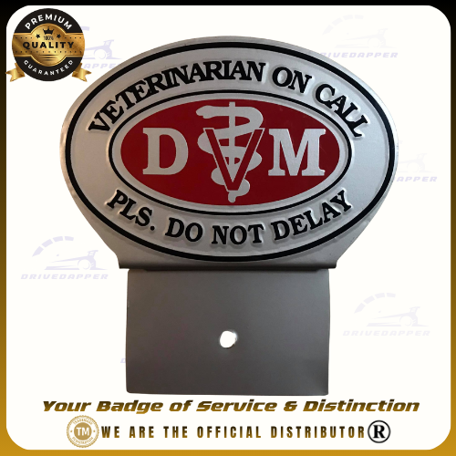 Veterinarian Doctor On Call Car Profession Emblem Accessories Silver Red