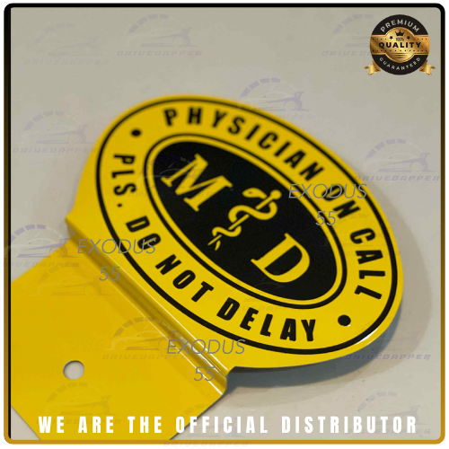 Physician On Call Asclepius Car Profession Emblem Yellow