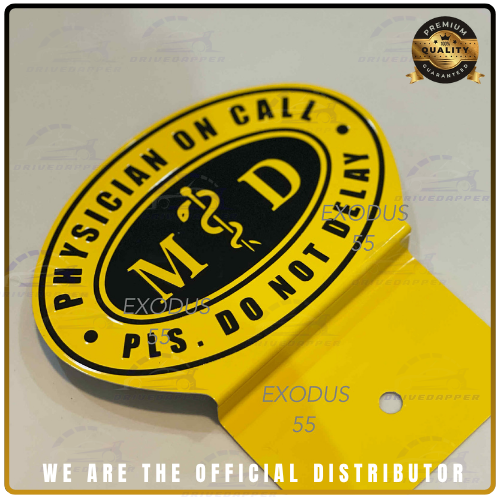 Physician On Call Asclepius Car Profession Emblem Yellow